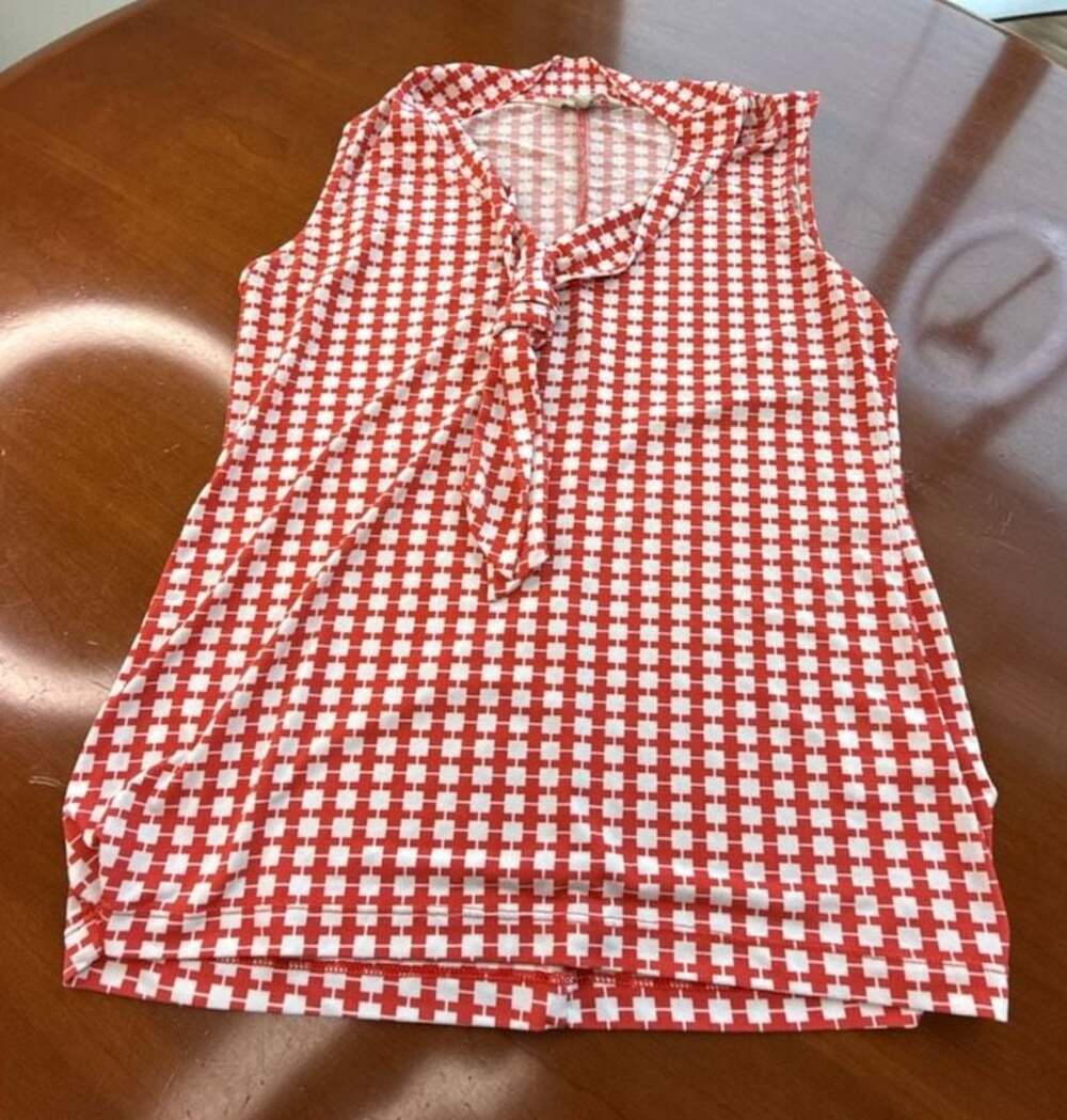Banana Republic Sleeveless Tie-Neck Geometric Print Top Size S